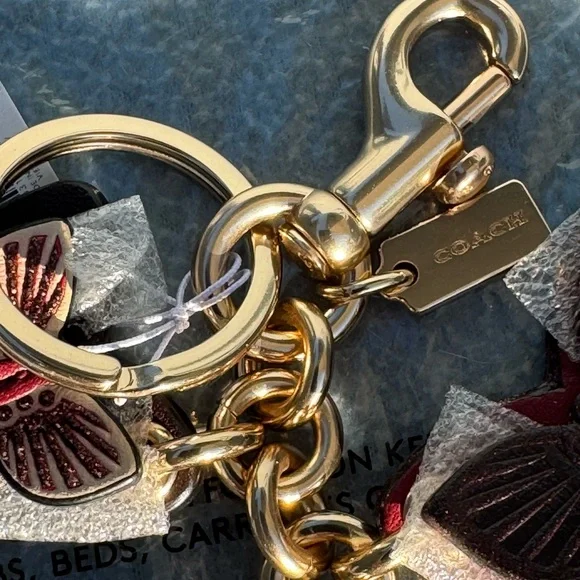 NWT Coach Butterfly Keychain - Red and Gold - Picture 5 of 7